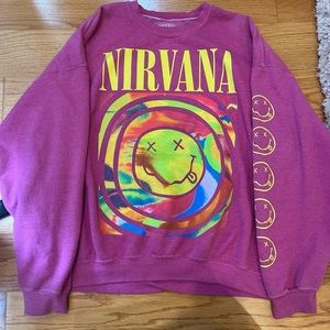 urban outfitters pink nirvana oversized sweatshirt crewneck size small/medium